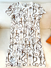 Load image into Gallery viewer, HERMES 2024 “Panoplie Tout Cuir” Cotton Straight Dress / Blanc Naturel / EU 34