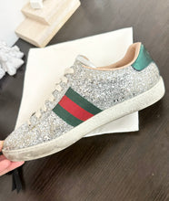 Load image into Gallery viewer, GUCCI Women’s New Ace Low Top Sneaker - Silver Metallic - EU36