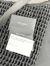 Load image into Gallery viewer, SAINT LAURENT 2024 Oxalis Leather-trimmed Raffia Shoulder Bag in Black