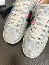 Load image into Gallery viewer, GUCCI Women’s New Ace Low Top Sneaker - Silver Metallic - EU36