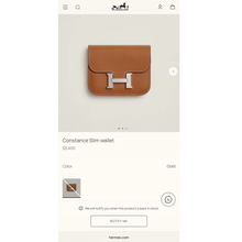 Load image into Gallery viewer, Hermès Constance Slim Wallet Gold Epsom / Silver Hardware