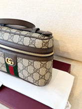 Load image into Gallery viewer, ✨NEW✨GUCCI Ophidia Leather-Trimmed Coated-Canvas Small Vanity Bag / Beige