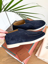Load image into Gallery viewer, LORO PIANA Women’s Open Walk Suede Booties in Argo Blue Melane - EU38