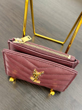 Load image into Gallery viewer, SAINT LAURENT Cassandre Matelasse Embossed Leather Bi-Fold Wallet in Burgundy