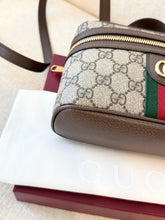 Load image into Gallery viewer, ✨NEW✨GUCCI Ophidia Leather-Trimmed Coated-Canvas Small Vanity Bag / Beige