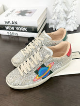 Load image into Gallery viewer, GUCCI Women’s New Ace Low Top Sneaker - Silver Metallic - EU36