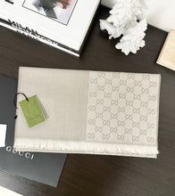 Load image into Gallery viewer, GUCCI 2023 Unisex Half GG Logo Wool Scarf - Beige/Ivory