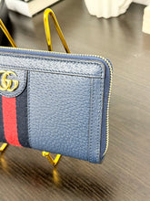 Load image into Gallery viewer, GUCCI Ophidia Calfskin Leather Zip Around Wallet in Blue Agata