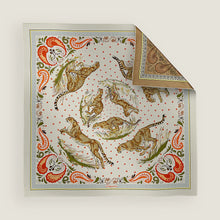 Load image into Gallery viewer, Hermès 2025 Guepards Bandana Double Face Scarf 90 in Noir / Ardoise / Rose