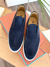 Load image into Gallery viewer, LORO PIANA Women’s Open Walk Suede Booties in Argo Blue Melane - EU38