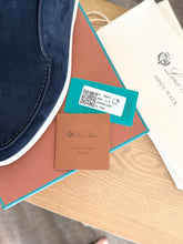 Load image into Gallery viewer, LORO PIANA Women’s Open Walk Suede Booties in Argo Blue Melane - EU38