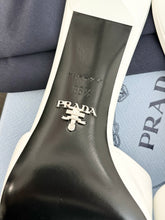 Load image into Gallery viewer, PRADA Brushed Leather Logo Mule Sandals in White - EU38.5