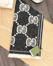Load image into Gallery viewer, GUCCI GG Wool Jacquard Scarf - Black/Ivory