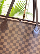 Load image into Gallery viewer, LOUIS VUITTON Neverfull MM Damier Ebene Canvas Tote Bag in Rose Ballerine