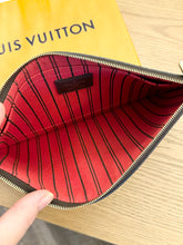 Load image into Gallery viewer, LOUIS VUITTON Neverfull Damier Ebene Pochette Wristlet Pouch in Cherry