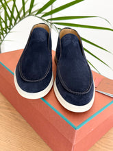 Load image into Gallery viewer, LORO PIANA Women’s Open Walk Suede Booties in Argo Blue Melane - EU38