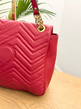 Load image into Gallery viewer, GUCCI GG Marmont Large Shoulder Bag in Hibiscus Red