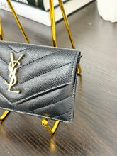 Load image into Gallery viewer, SAINT LAURENT YSL Monogram Ziptop Flap Grained Leather Card Case in Black