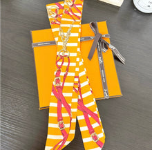 Load image into Gallery viewer, HERMES Brides de Gala Bayadere Silk Twilly Bandeau Set - Orange