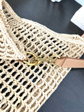 Load image into Gallery viewer, SAINT LAURENT 2024 Oxalis Leather-trimmed Raffia Shoulder Bag in Neutral