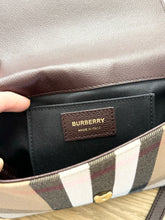 Load image into Gallery viewer, BURBERRY Calfskin House Check Tartan Mix Hampshire Crossbody Bag in Burgundy
