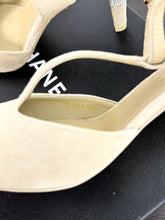 Load image into Gallery viewer, CHANEL 2022 Suede Cap Toe Crystal Slingback Pumps in Light Beige/Black - EU38