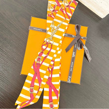 Load image into Gallery viewer, HERMES Brides de Gala Bayadere Silk Twilly Bandeau Set - Orange