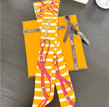 Load image into Gallery viewer, HERMES Brides de Gala Bayadere Silk Twilly Bandeau Set - Orange