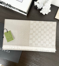 Load image into Gallery viewer, GUCCI 2023 Unisex Half GG Logo Wool Scarf - Beige/Ivory