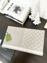 Load image into Gallery viewer, GUCCI 2023 Unisex Half GG Logo Wool Scarf - Beige/Ivory
