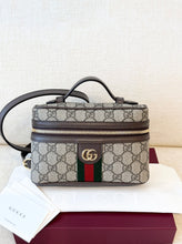 Load image into Gallery viewer, ✨NEW✨GUCCI Ophidia Leather-Trimmed Coated-Canvas Small Vanity Bag / Beige