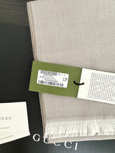 Load image into Gallery viewer, GUCCI 2023 Unisex Half GG Logo Wool Scarf - Beige/Ivory