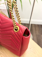 Load image into Gallery viewer, GUCCI GG Marmont Large Shoulder Bag in Hibiscus Red