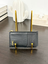 Load image into Gallery viewer, SAINT LAURENT Tiny Monogram Ziptop Card Case in Smooth Leather