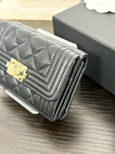 Load image into Gallery viewer, CHANEL Caviar Quilted Small Boy Flap Wallet in Black