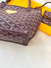 Load image into Gallery viewer, π NEW! 2025 GOYARD Anjou Canvas Leather Reversible Mini Tote Bag / Burgundy