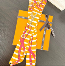 Load image into Gallery viewer, HERMES Brides de Gala Bayadere Silk Twilly Bandeau Set - Orange