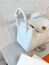 Load image into Gallery viewer, HERMES 2024 Swift Calfskin Leather Mini Lindy Handbag / White / GHW