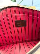 Load image into Gallery viewer, LOUIS VUITTON Neverfull Damier Ebene Pochette Wristlet Pouch in Cherry