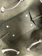 Load image into Gallery viewer, LOUIS VUITTON 2023 Bella Mahina Leather Bucket Bag in Gray Metallic