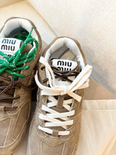 Load image into Gallery viewer, New Balance X Miu Miu Women’s 530 SL Suede Sneakers in Ecru / EU 38