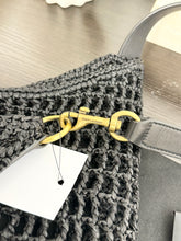 Load image into Gallery viewer, SAINT LAURENT 2024 Oxalis Leather-trimmed Raffia Shoulder Bag in Black