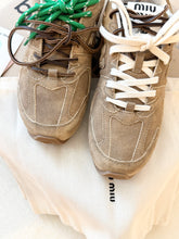 Load image into Gallery viewer, New Balance X Miu Miu Women’s 530 SL Suede Sneakers in Ecru / EU 38