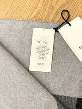 Load image into Gallery viewer, GUCCI Unisex Wool GG Monogram Jacquard Knit Scarf in Grey