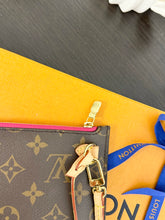 Load image into Gallery viewer, LOUIS VUITTON Monogram Neverfull MM Pochette Wristlet Pouch In Fuchsia