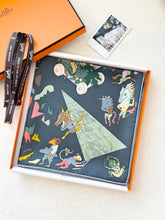 Load image into Gallery viewer, Hermès 2025 Academia Hippica Silk Scarf 90 in Noir / Ardoise / Rose Poudre