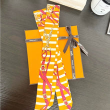 Load image into Gallery viewer, HERMES Brides de Gala Bayadere Silk Twilly Bandeau Set - Orange