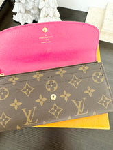 Load image into Gallery viewer, LOUIS VUITTON Monogram Bloom Flower Emilie Wallet in Fuchsia