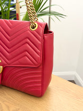 Load image into Gallery viewer, GUCCI GG Marmont Large Shoulder Bag in Hibiscus Red