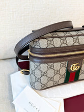 Load image into Gallery viewer, ✨NEW✨GUCCI Ophidia Leather-Trimmed Coated-Canvas Small Vanity Bag / Beige